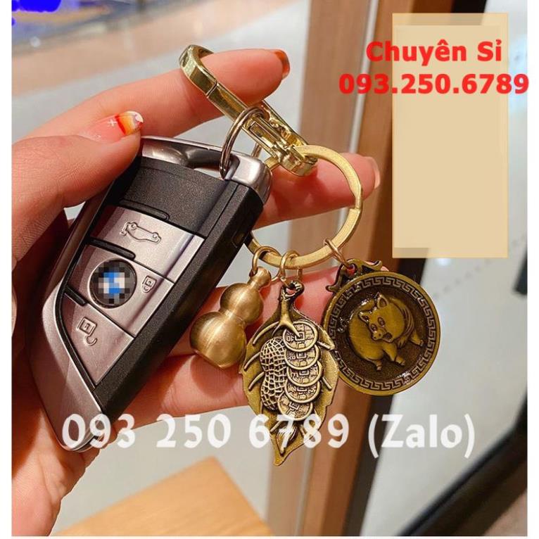 Móc Khóa 12 Con Giáp ĐỒNG THAU , treo khóa ô tô , xe máy , túi xách .... hút tài lộc may mắn ...