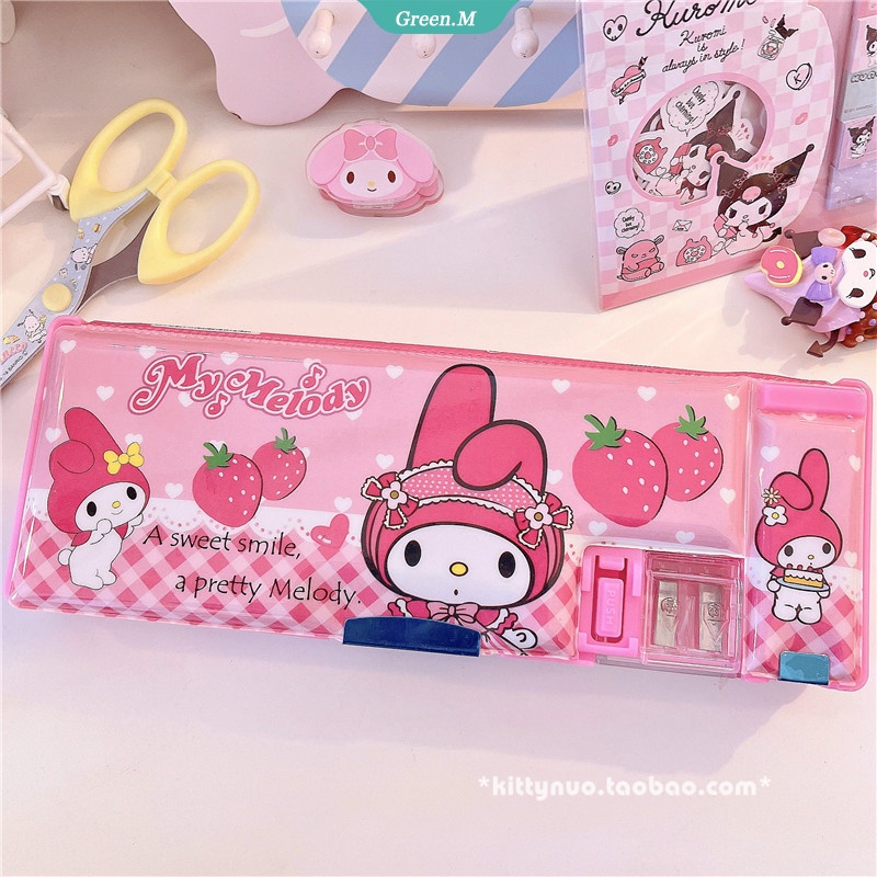 Sanrio Hộp Đựng Bút Hai Ngăn Họa Tiết Kuromi Nhồi Bông Dễ Thương Dùng Làm Quà Tặng Cho Bé Gái