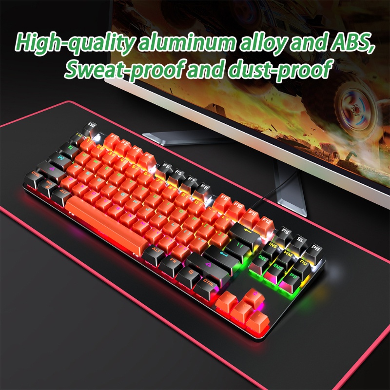 Bàn PhíM Cơ Gaming 87 PhíM Có Dây TíCh HợP ĐèN Led NềN Cho PC / Laptop