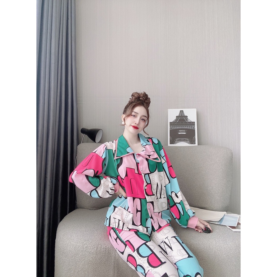 Đồ Bộ Nữ Mặc Nhà Tay Dài Quần Dài Lụa Mềm Mịn - MOMOSA Shop