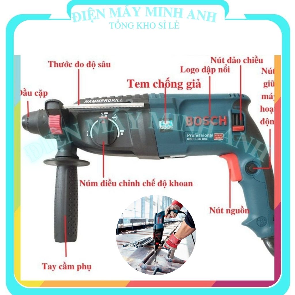 Máy khoan đục bê tông tường bằng điện cầm tay mini dùng khoan được sắt bắt vít hàng chính hãng giá rẻ