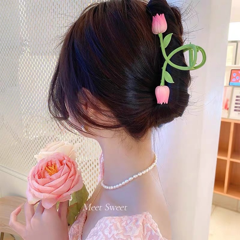 Kẹp TóC HìNh Hoa Tulip HồNg Dễ Thương Cho Nữ