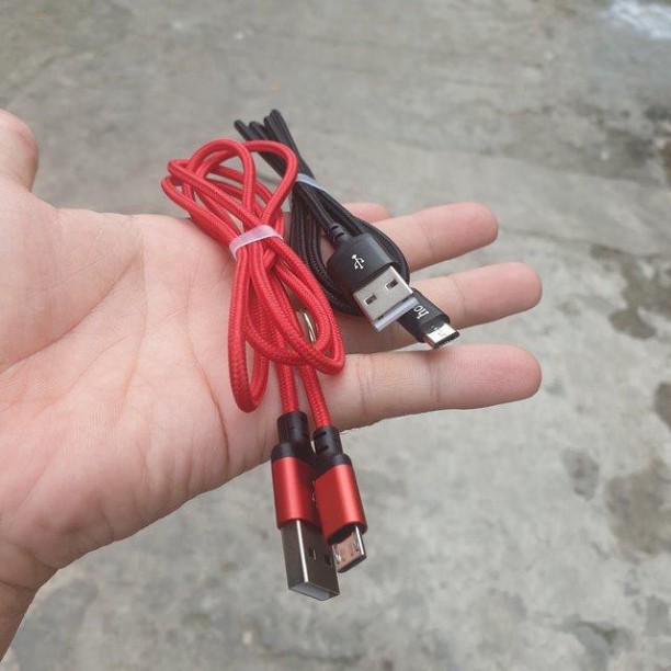 Cáp Micro USB Hoco bọc dù cao cấp X14 dùng cho máy android màu đen, màu đỏ 1m , 2m Shoptido