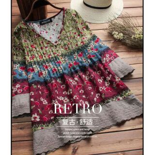 CÓ SẴN size L Áo nữ hoa phong cách Retro & Vintage
