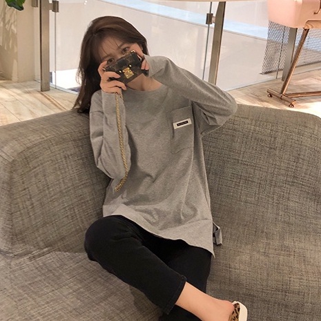 Áo thun nữ tay dài kiểu Hàn Quốc 2 màu tùy chọn thời trang