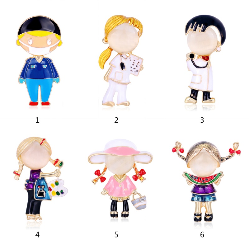 Ghim Cài Áo Bằng Kim Loại Tráng Men Hình Bác Sĩ / Bé Trai Trang Trí Túi Xách