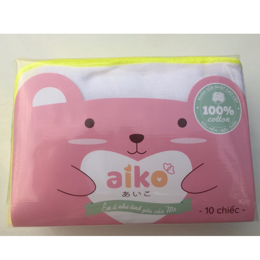 Khăn Sữa Xuất Nhật 4 Lớp Aiko 25x35 10 cái/túi