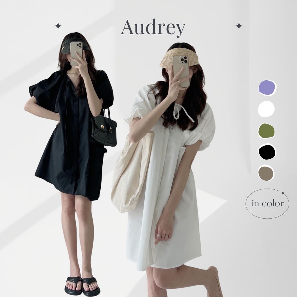 V0316 Váy thô tay bồng nơ Audrey