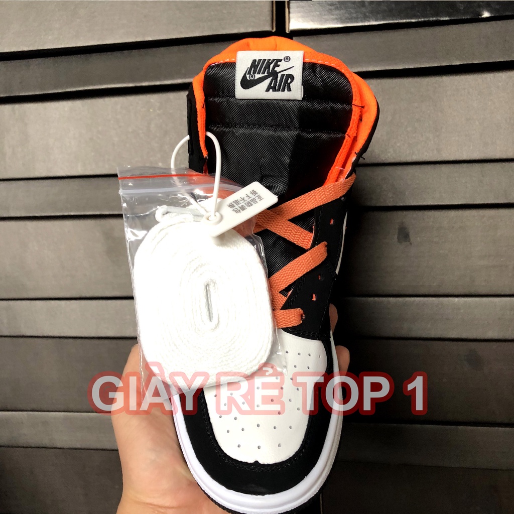 Giày thể thao Jordan cổ thấp cam nâu, giày sneaker JD1 low nâu viền cam nam nữ mới đầy đủ bill box