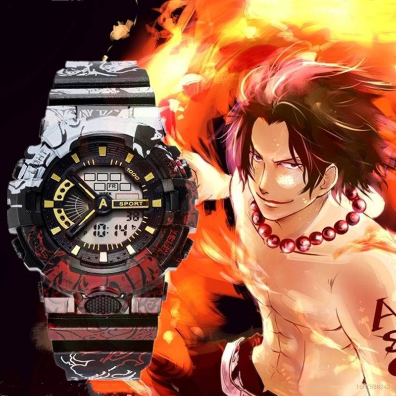 Đồng Hồ Thể Thao Họa Tiết Hoạt Hình One Piece Dạ Quang Chống Thấm Nước Đa Năng Cho Học Sinh