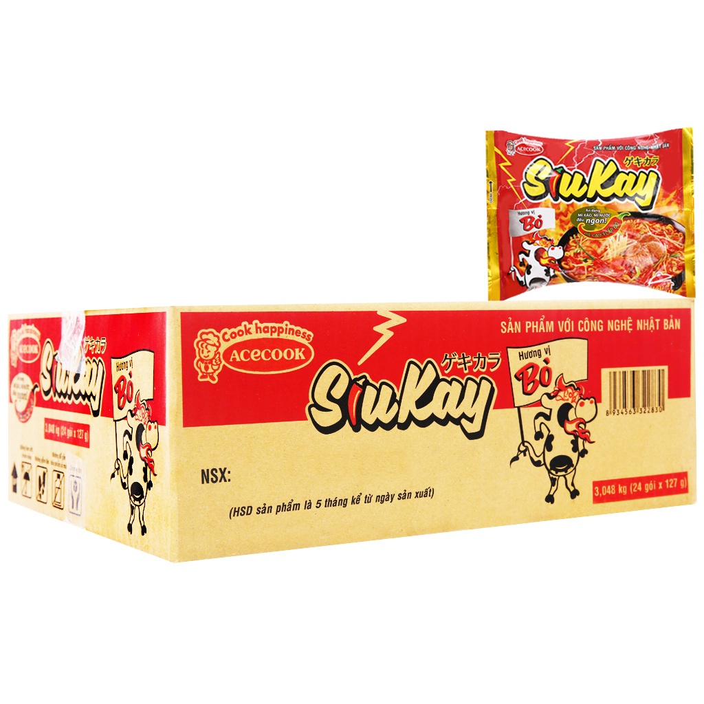 Thùng 24 gói mì bò SiuKay 127g