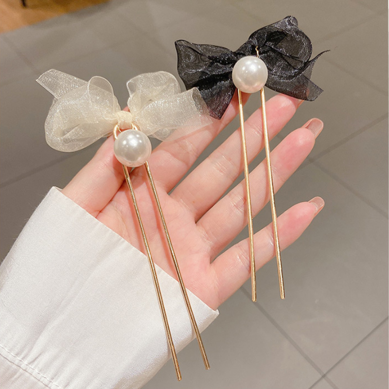 Kẹp tóc đính nơ ren kiểu hàn quốc xinh xắn cho nữ