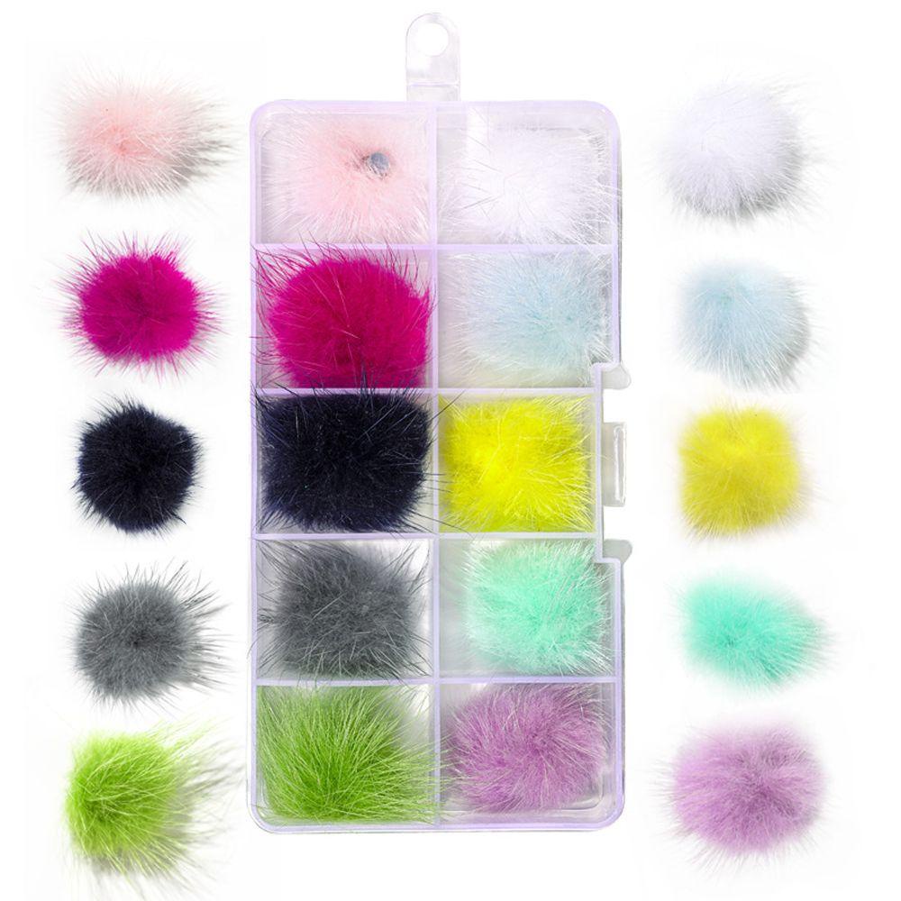 Phụ Kiện Trang Trí Móng Tay 3D Kèm Cục Bông Pom Pom Dễ Thương