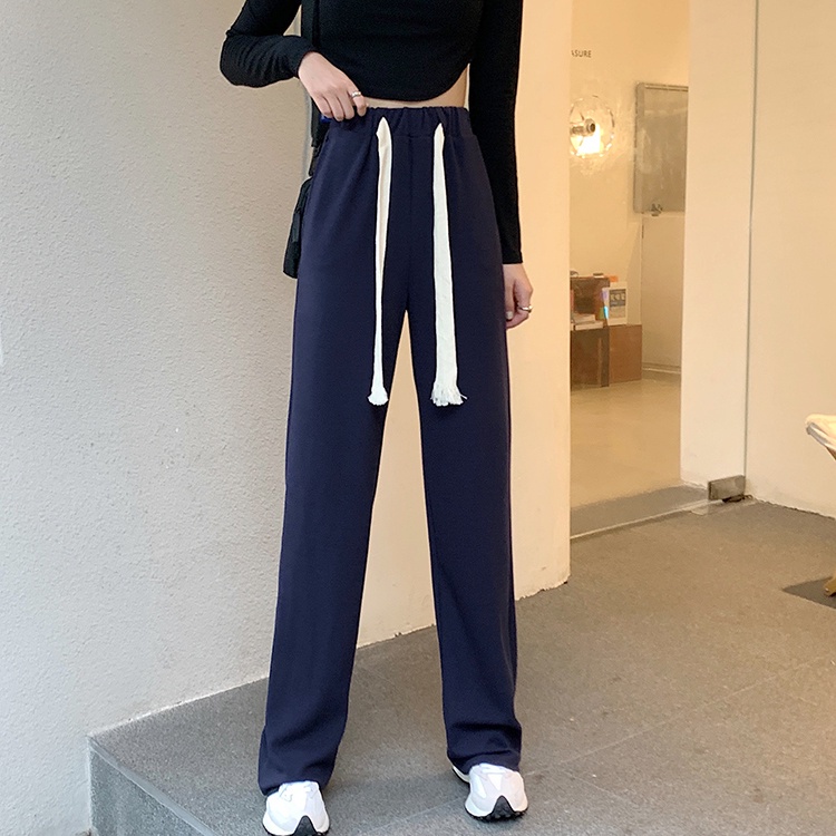 Quần Âu 176481Quần Dài Ống Rộng Lưng Cao Phong Cách Hàn Quốc Cá Tính