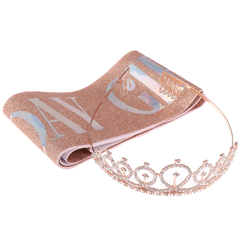 Dây Ruy Băng Thắt Lưng Hình Vương Miện Đính Đá Lấp Lánh Thời Trang