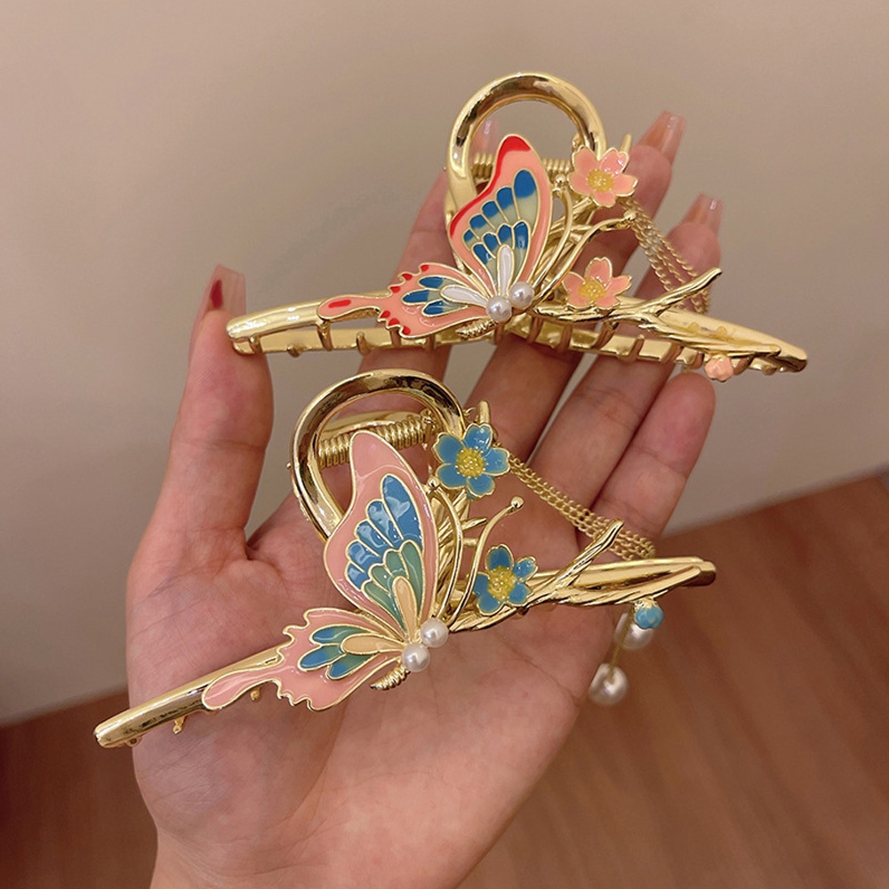 Kẹp Tóc Bướm Kim Loại Đính Ngọc Trai Nhiều Màu Thời Trang Hàn Quốc