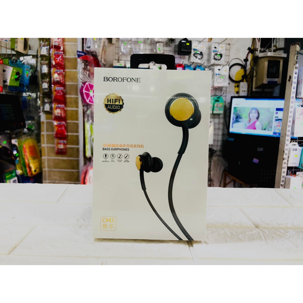 Tai Nghe Nhét Tai Có Dây Borofone CM3 kèm mic JACK CẮM CỔNG 3.5
