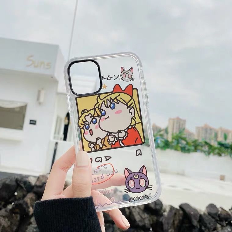 Cute Q version beautiful girl transparent mobile phone case iPhone 6/6s/6p/6sp/se/7/7p/8/8p/x/xs/xsmax/xr/11/12/mini/pro/promax