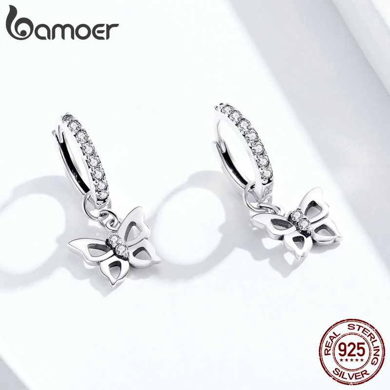 Bông tai Bamoer SCE833 hình bướm chất liệu bạc 925 thời trang sành điệu cho nữ