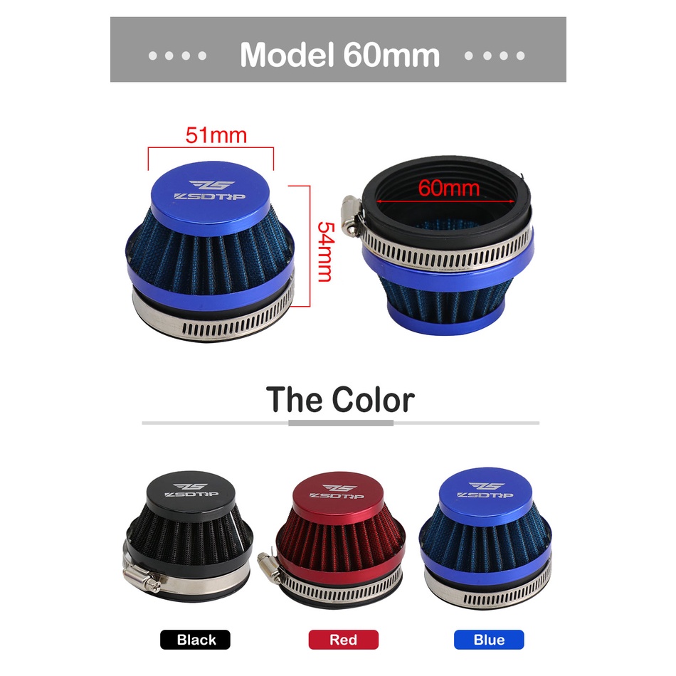 KEIHIN Bộ Lọc Không Khí Zsdtrp 48/55/60mm Dành Cho Bộ Chế Hòa Khí Động Cơ 2 Thì ATV