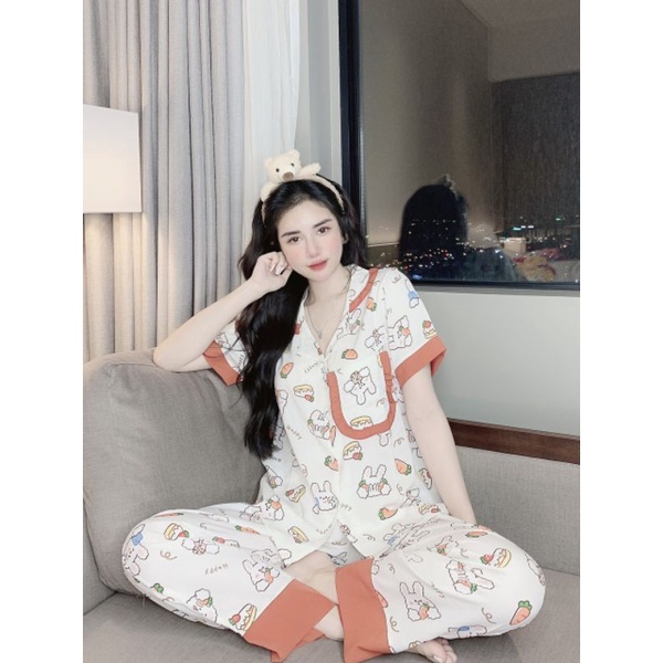Bộ pijama tiểu thư mango loại 1 quần dài size dưới 60kg