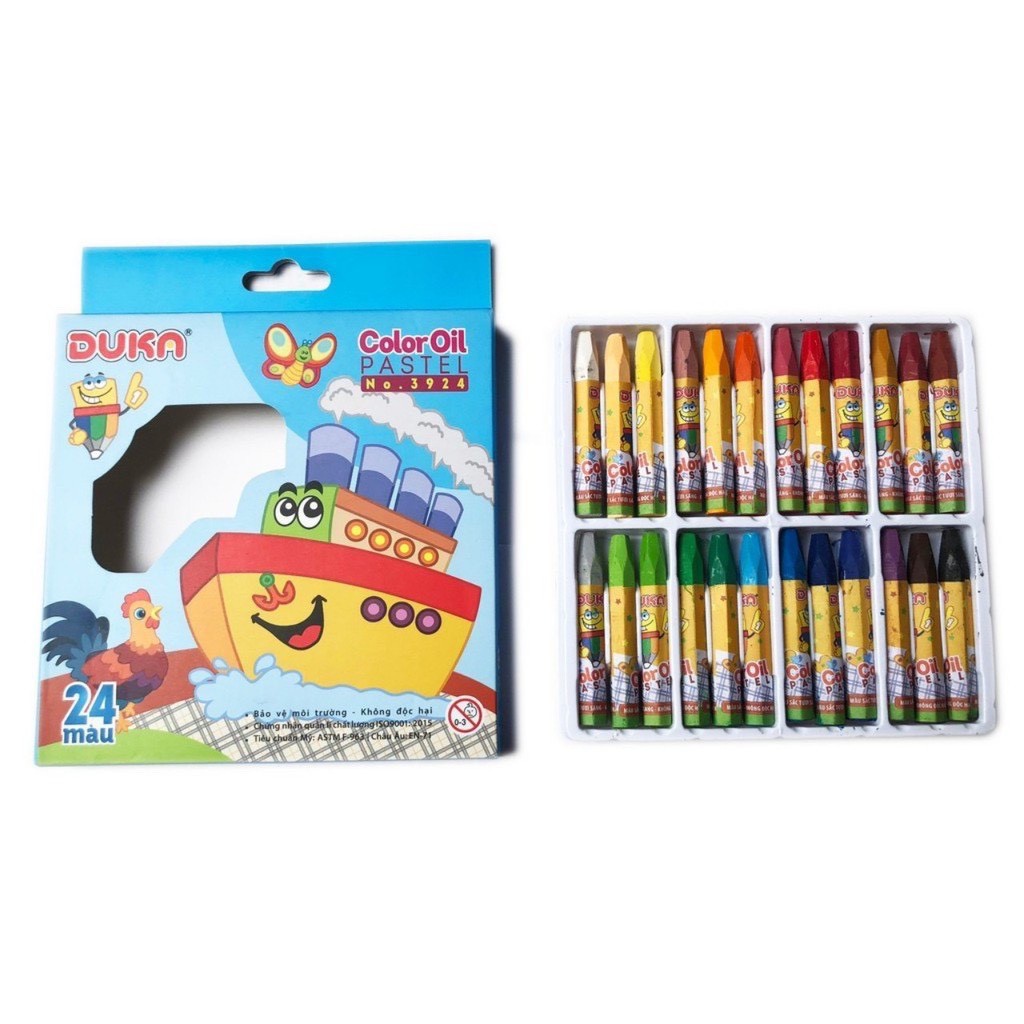 Bút Sáp Màu Duka Color Oil Pastel 24 Màu - Hộp Giấy NO.3924