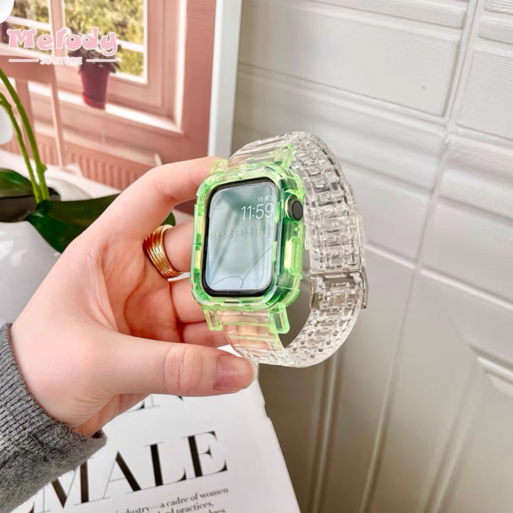 Dây Đeo Trong Suốt Hai Màu Cho Đồng Hồ Thông Minh series 7 / 6 / SE / 5 / 4 / 3 Kích Thước 45 / 44 / 42 / 41 / 40 / 38mm