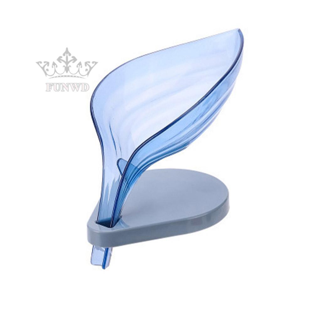 【FUNWD】Self-Draining Leaf Soap Bathroom Soap Dish Sponge Case Holder Box Plastic Soap Dish New