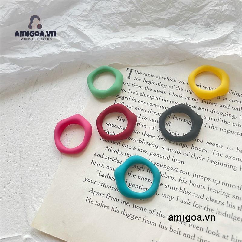 ✨✨Nhẫn Nhựa Acrylic 17mm Màu Hổ Phách Phong Cách Hàn Quốc Cho Nữ