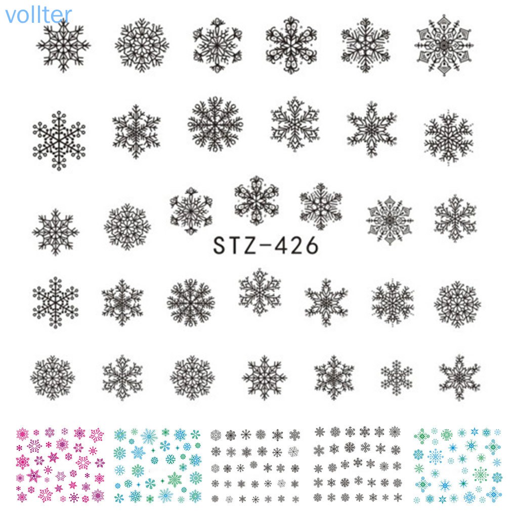 Miếng Dán Móng Tay Hình Hoa Tuyết Phong Cách Giáng Sinh