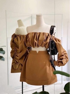 SET ÁO CROP NHÚN CHÂN VÁY