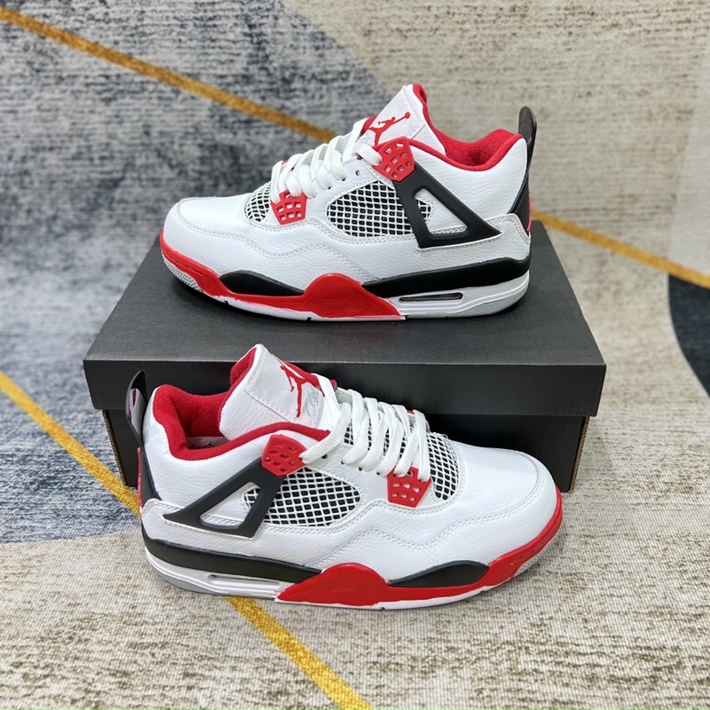 Giày jordan 4 trắng đỏ đen + full hộp giày