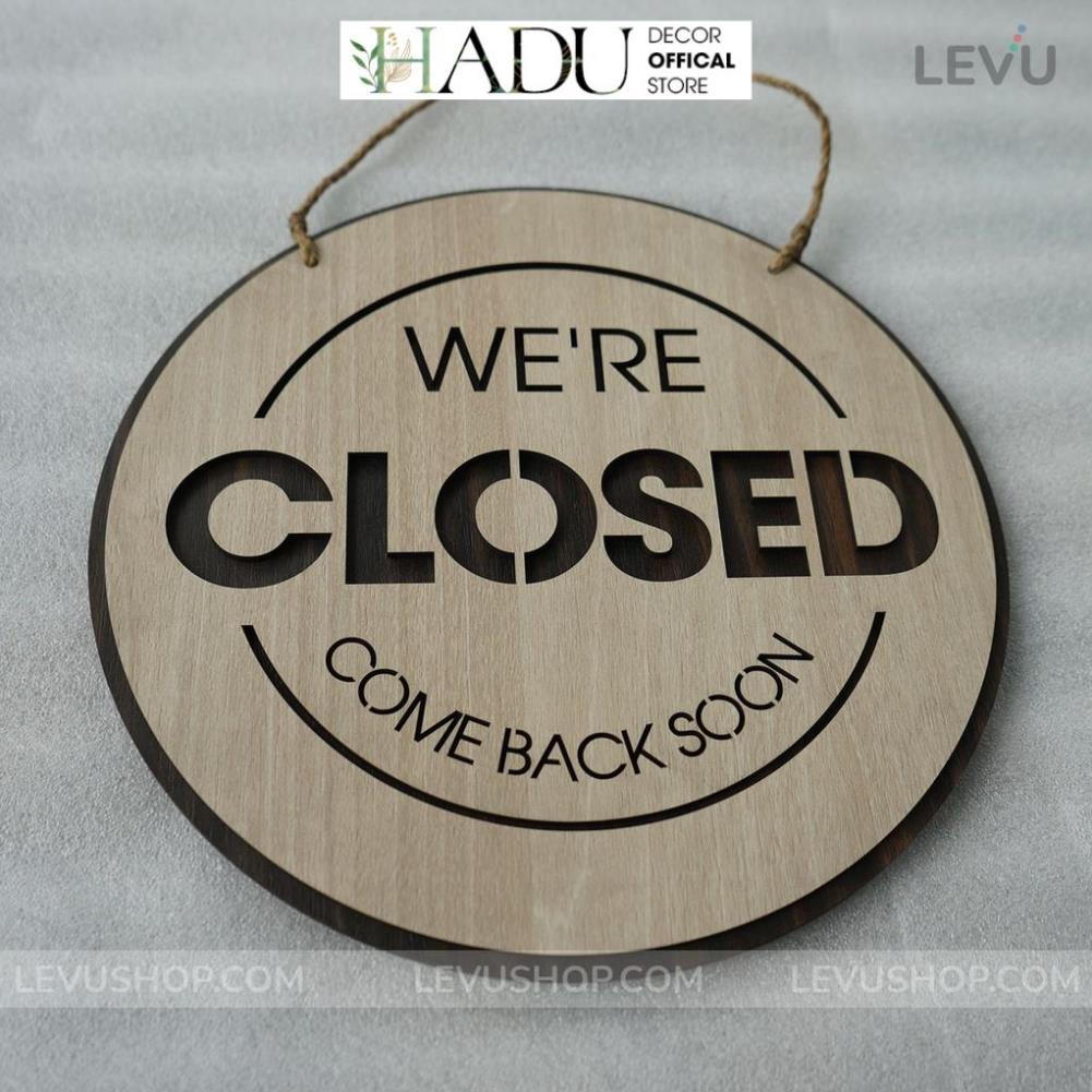 Bảng gỗ treo cửa hàng Open Closed trang trí quán 2 mặt có dây treo BG17 - HaduDecor