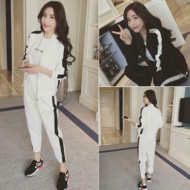 Set thể thao sọc đen trắng
