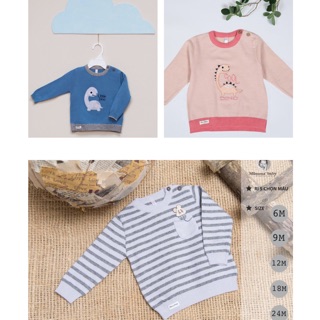 Áo len lông cừu cúc cài vai hai lớp Momababy