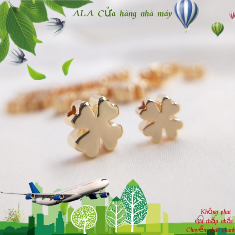 💖Đồ trang sức DIY💖Bộ Phụ Kiện Làm Trang Sức Mạ Vàng 14k Hình Cỏ Bốn Lá / Trái Tim / Hoa / Chữ Thập Diy