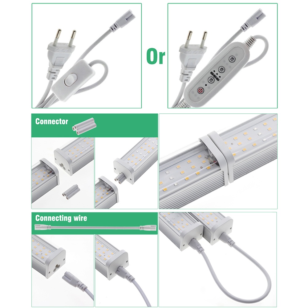 Đèn LED Kích Thích Tăng Trưởng Thực Vật 110-277V Kèm Công Tắc Hẹn Giờ 1.5m Chống Thấm Nước