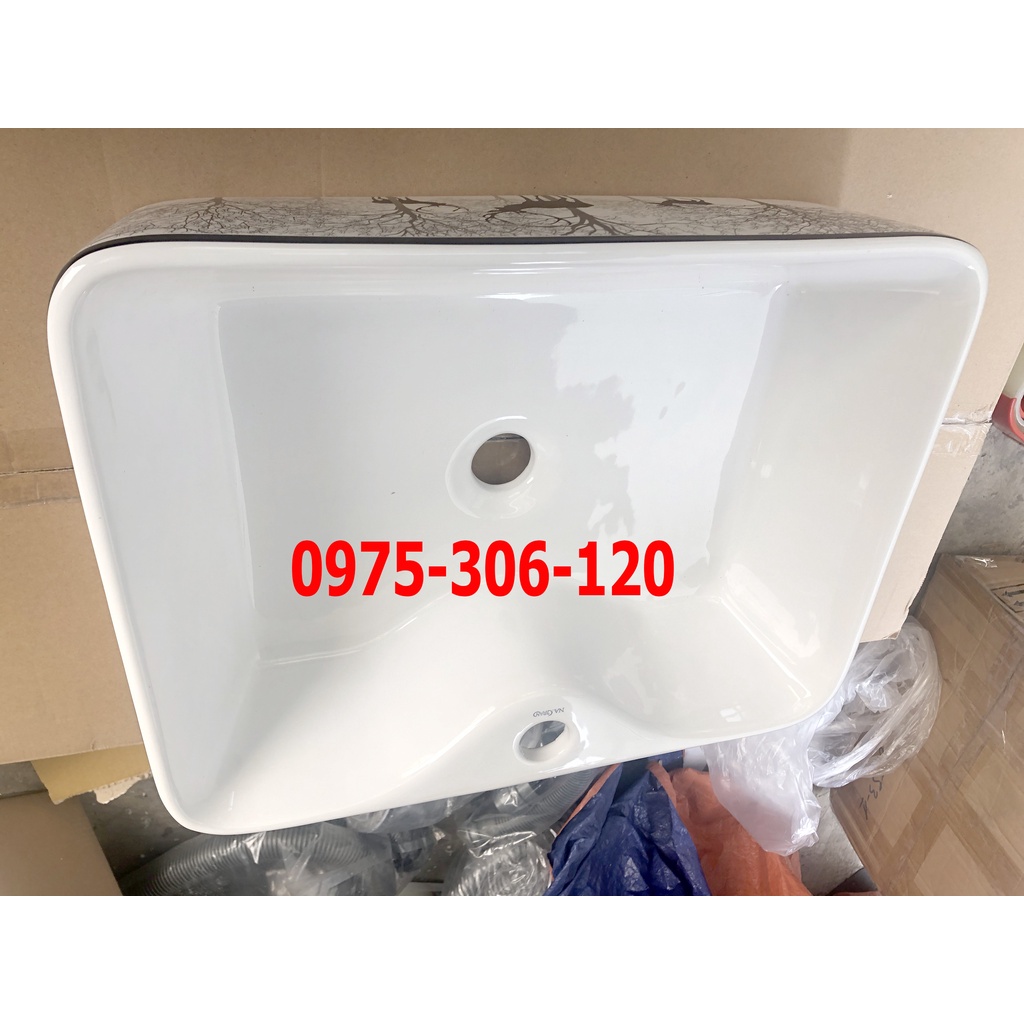 Chậu rửa mặt lavabo Đặt Bàn Đá 8816HV-HOA VĂN CON HƯƠU thương hiệu NA.GRAND, men NANO trắng sáng chống ố chống bám bẩn