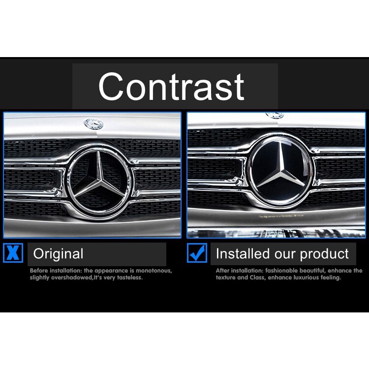 Logo 185mm Bằng Acrylic Gắn Phía Trước Xe Hơi Mercedes Benz C class 2014-2018 W205 C180 C200