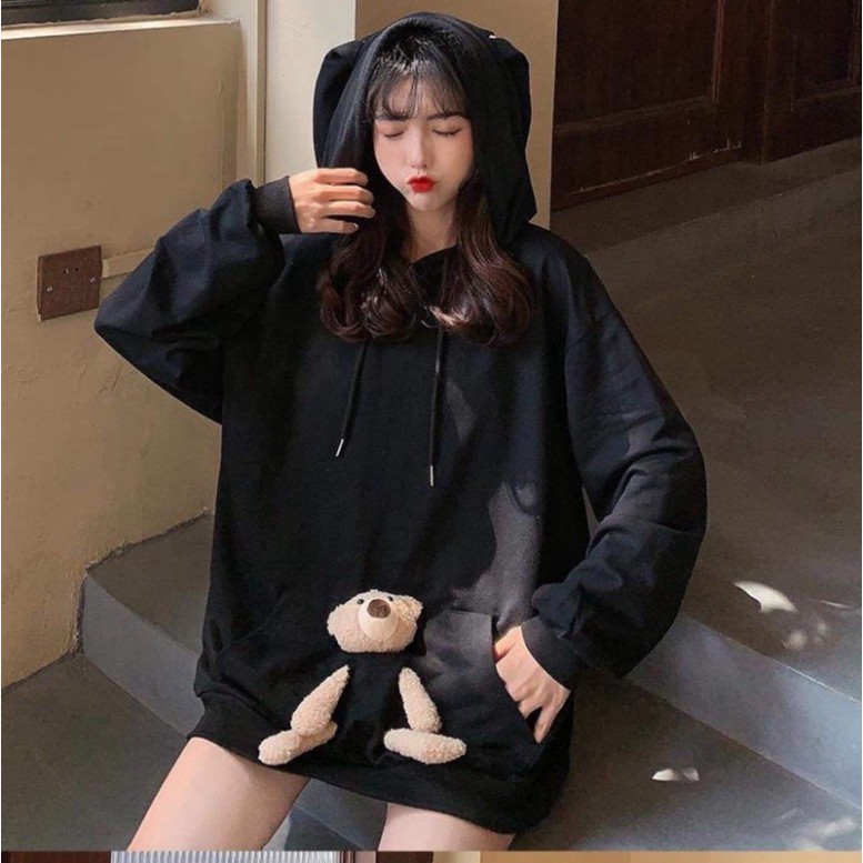Áo hoodie tai thỏ kèm gấu siêu hot