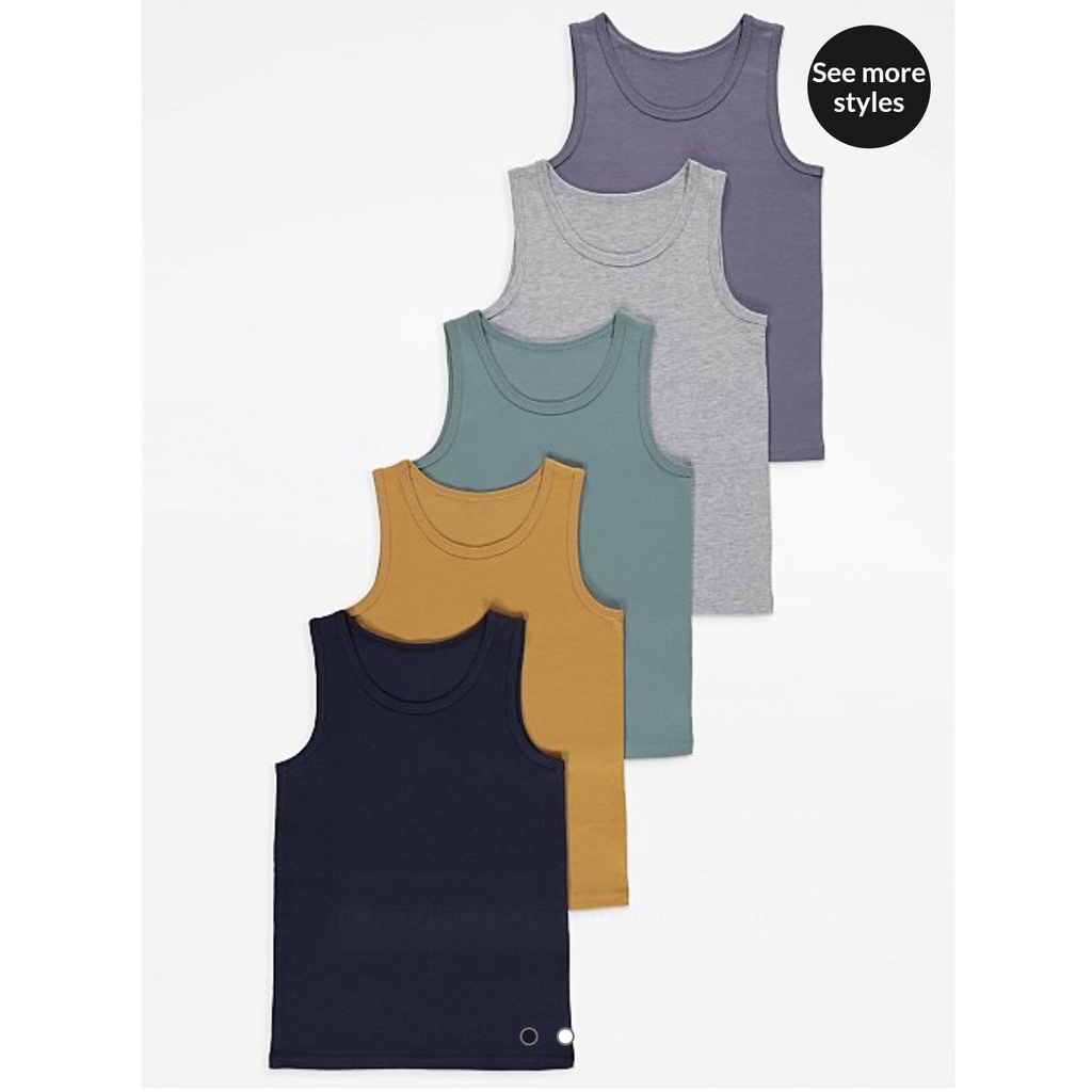 Set 5 áo ba lỗ cotton cho bé trai G.eorge A.uth size 1.5/2y đến 9/10y