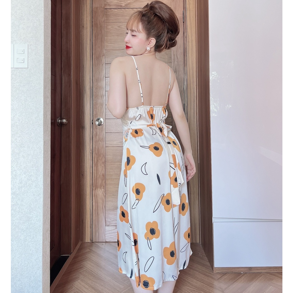 Váy Ngủ Nữ SOJUN Vải Latin Kết Nút Có Mút 43-60Kg