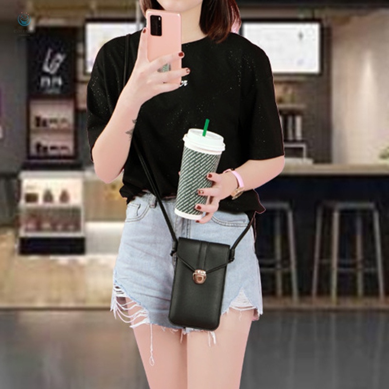 Túi đựng điện thoại bằng da PU mỏng nhẹ có dây đeo có thể tháo rời