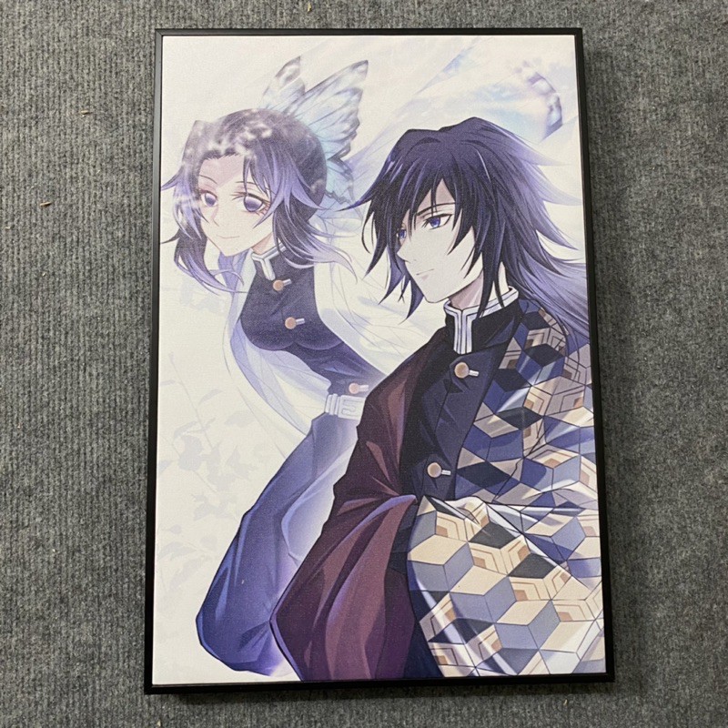 Tranh Canvas Shinobu và Giyuu Siêu Cute Có Khung Composite, Chống Trầy Xước