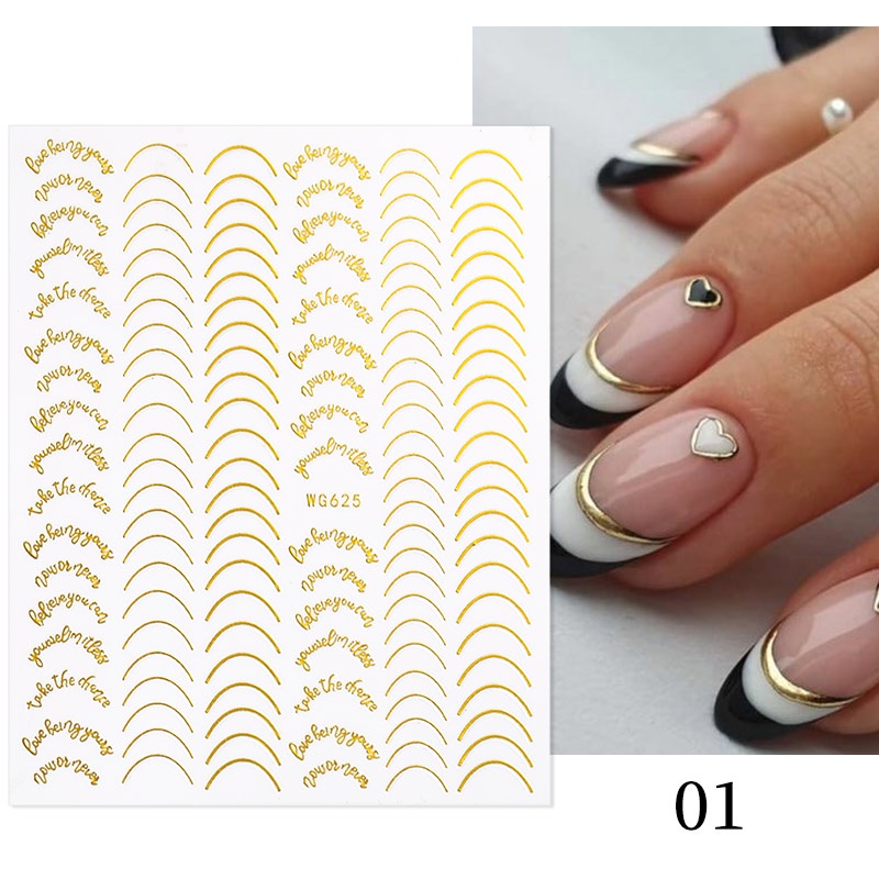 Decal trang trí móng tay UR SUGAR họa tiết kẻ sọc 3D