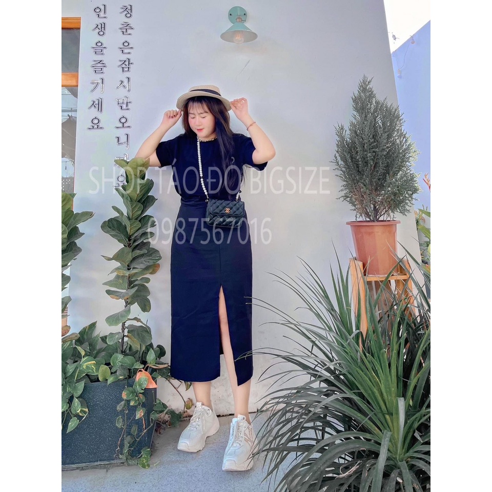 Set áo thun phối chân váy xẻ tà #bigsize 60-90kg