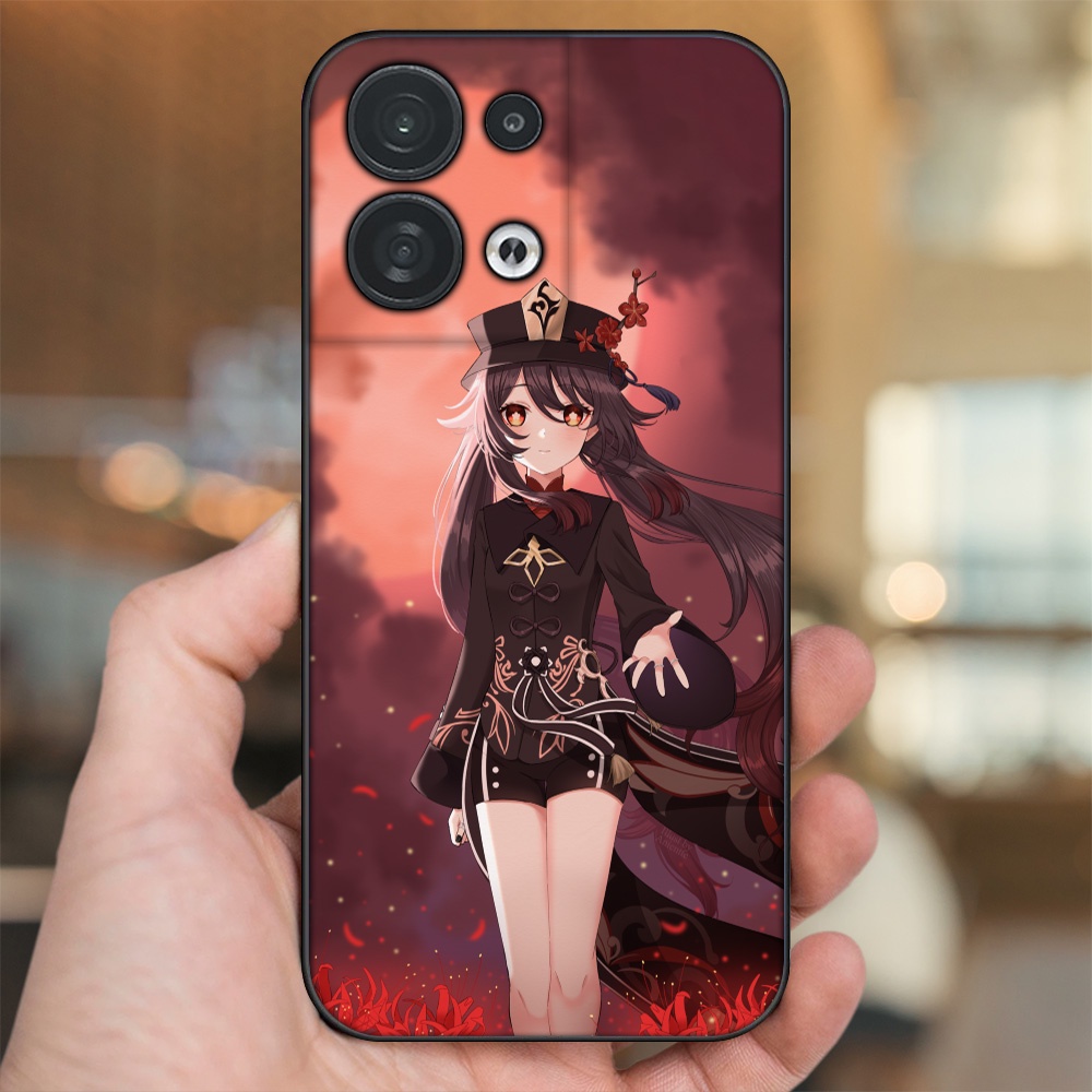 Ốp lưng Oppo Reno 8 5G viền đen in hình Hutao Genshin Impact