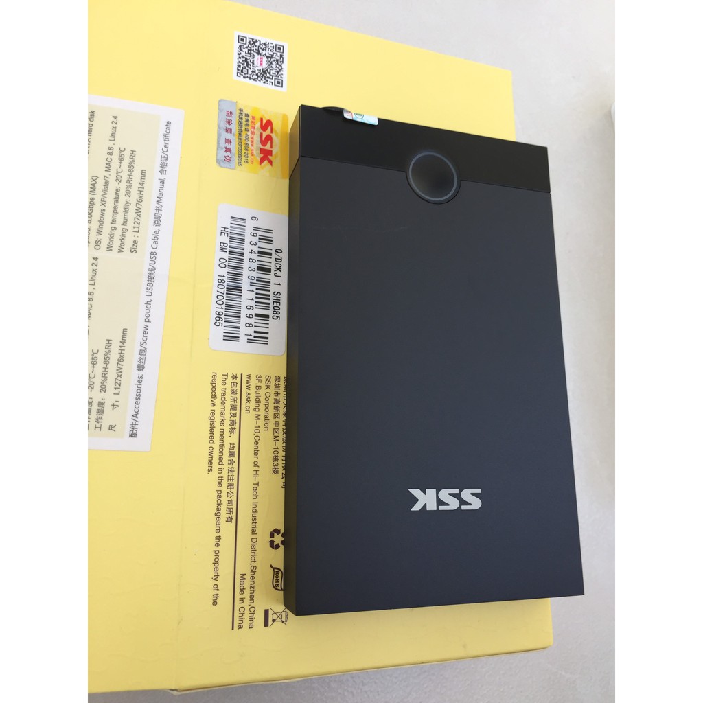 Box HDD 2.5'' SSK SHE085 Sata USB 3.0 5Gbps hỗ trợ ổ cứng lên đến 2TB- Chính Hãng 100%, Full Box