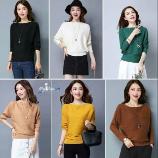 Áo len cánh dơi. Áo len nữ.Hàng tàu đẹp.len mịn.
