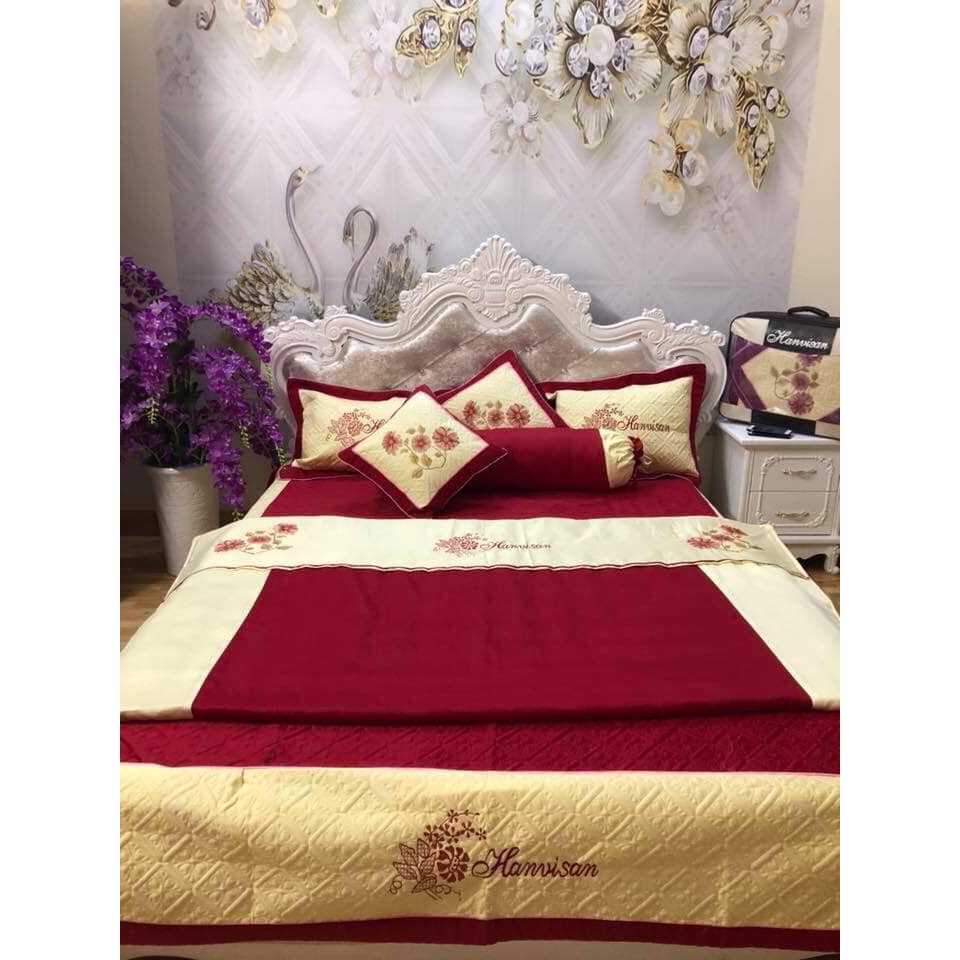 Trọn bộ chăn ga gối satin 5 món cao cấp dành cho mùa cưới